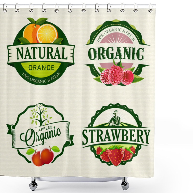 Personality  Set Of Fresh & Organic Labels Shower Curtains