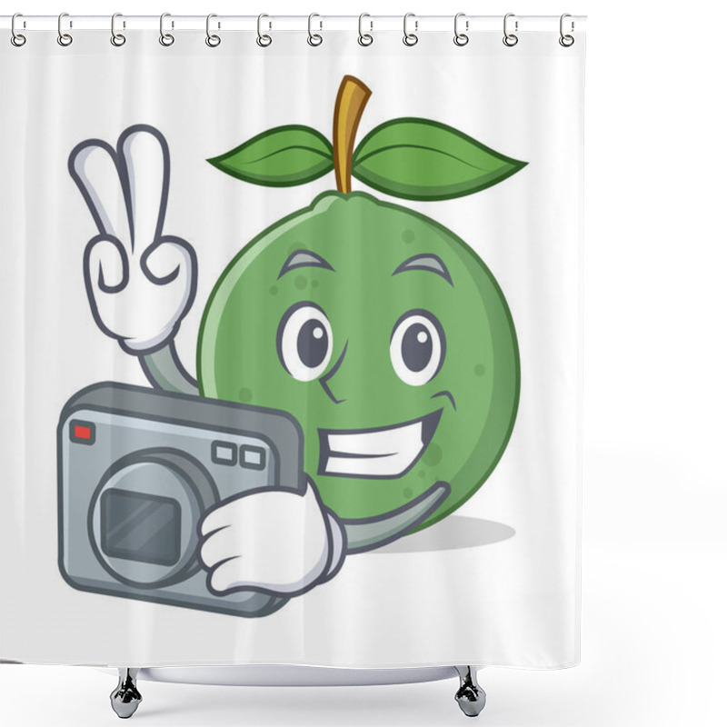 Personality  Photographer Guava Mascot Cartoon Style Shower Curtains