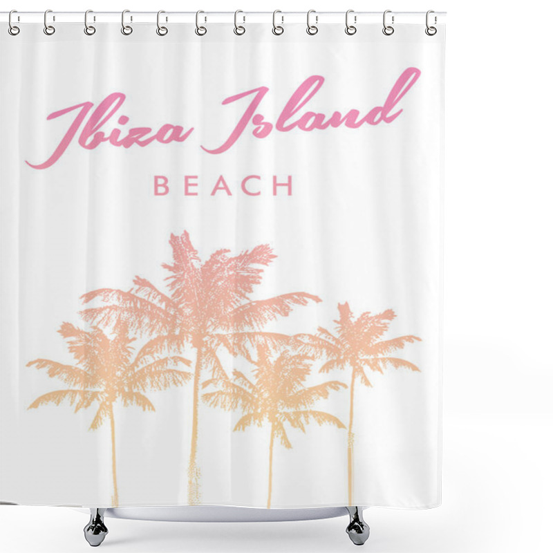 Personality  Tropical Print With Palm Trees Shower Curtains