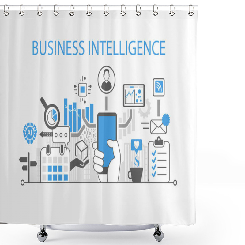 Personality  Business Intelligence Concept As Vector Background Illustration With Various Symbols Shower Curtains