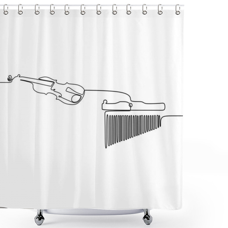 Personality  Angklung Violin Continuous Line Vector Illustration Music Illustration Shower Curtains