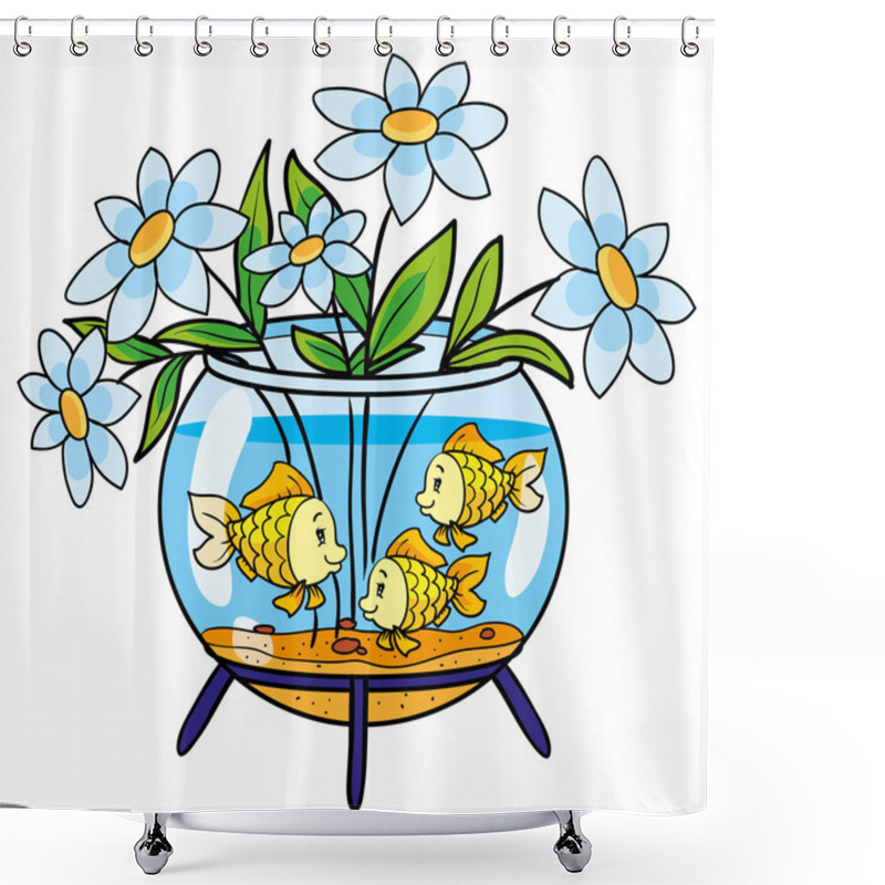 Personality  Aquarium With Flowers Shower Curtains