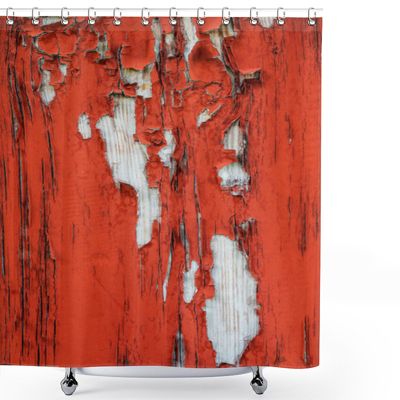 Personality  Old Cracked Painted Wooden Wall. Shower Curtains