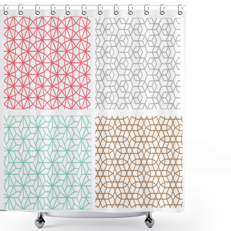 Personality  Seamless Pattern In Mesh Style Hexagon Concept Shower Curtains