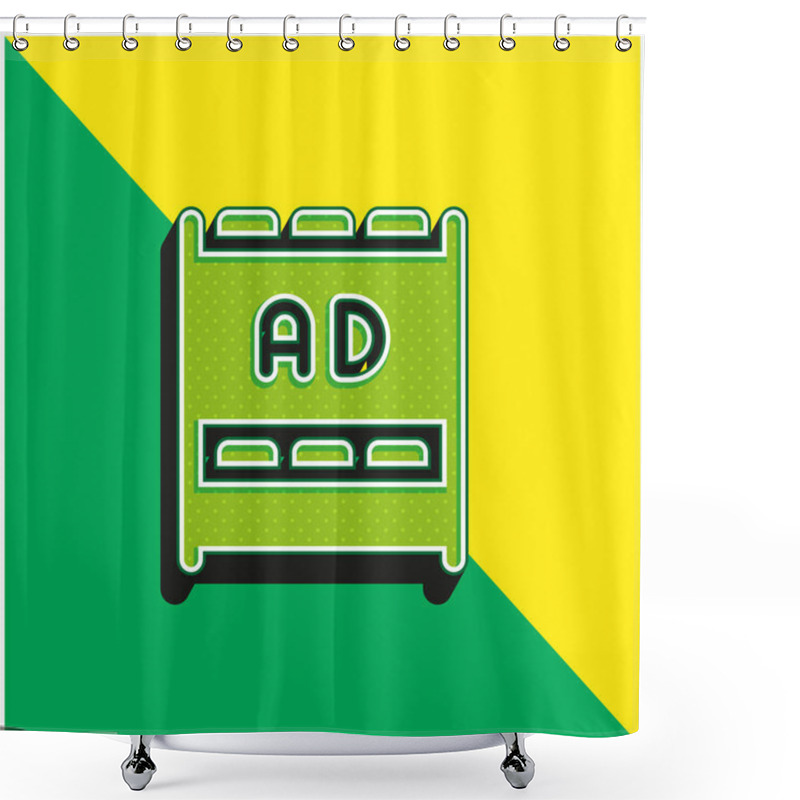 Personality  Ads Green And Yellow Modern 3d Vector Icon Logo Shower Curtains