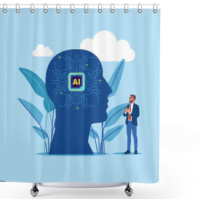 Personality   Artificial Intelligence Technology. Flat Vector Illustration       Shower Curtains