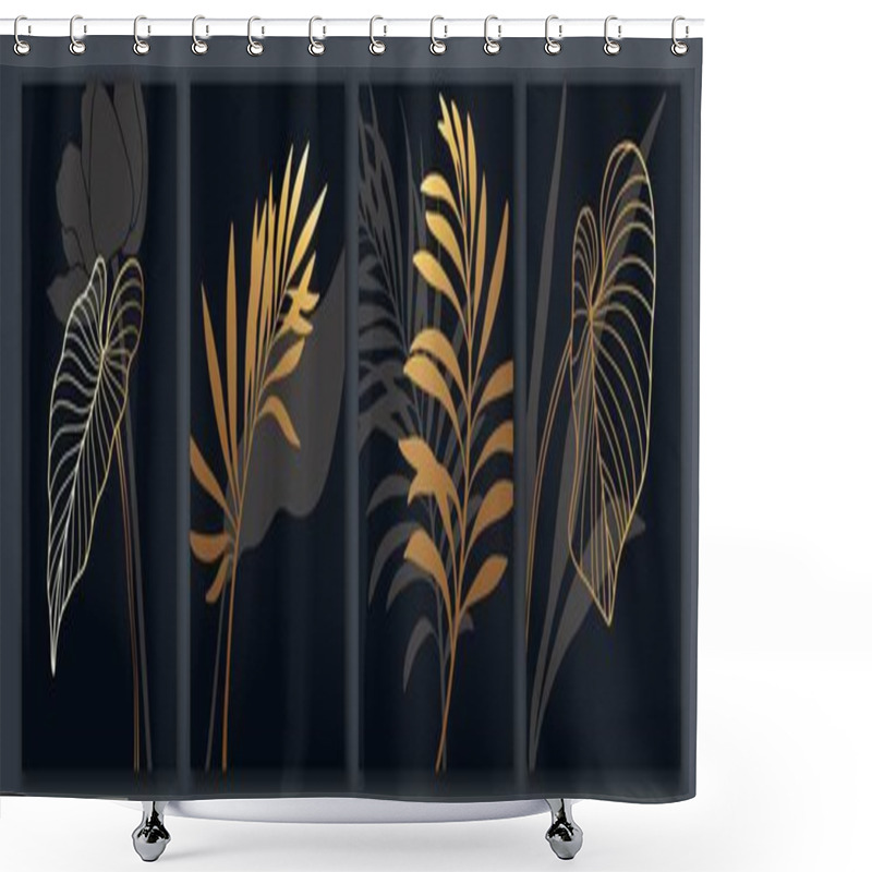 Personality  Luxury Botanical Art Background. Tropical Leaves, Flowers Gold Wallpaper. Shower Curtains