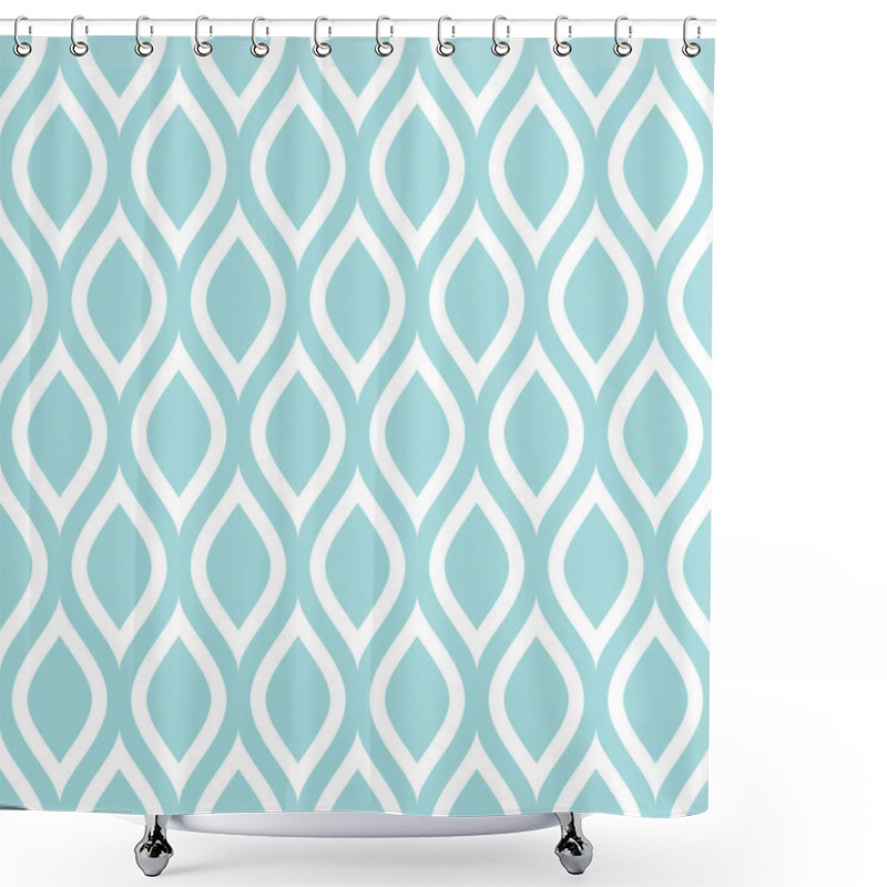 Personality  Abstract Seamless Pattern Lemons Or Waves Turquoise Square Shower Curtains