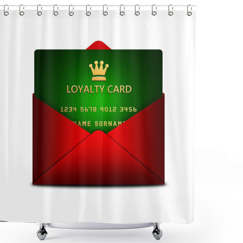 Personality  Loyalty Card In Envelope Isolated Over White Shower Curtains