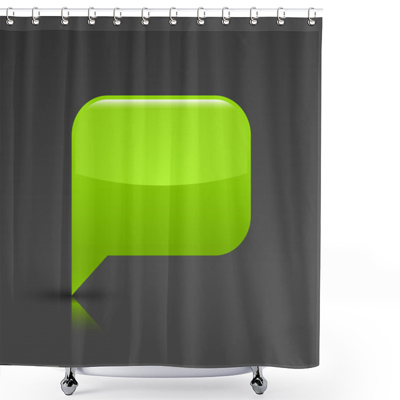 Personality  Green Glossy Blank Speech Bubble Icon Web Button Shower Curtains