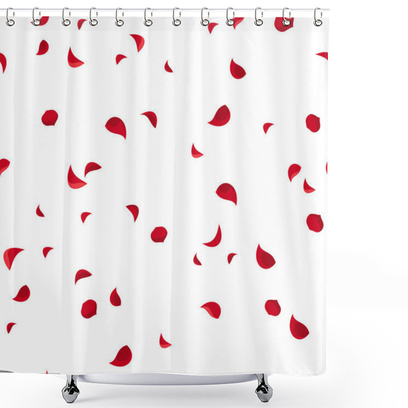 Personality  Vector Seamless Pattern With Red Rose Petals On White.  Shower Curtains