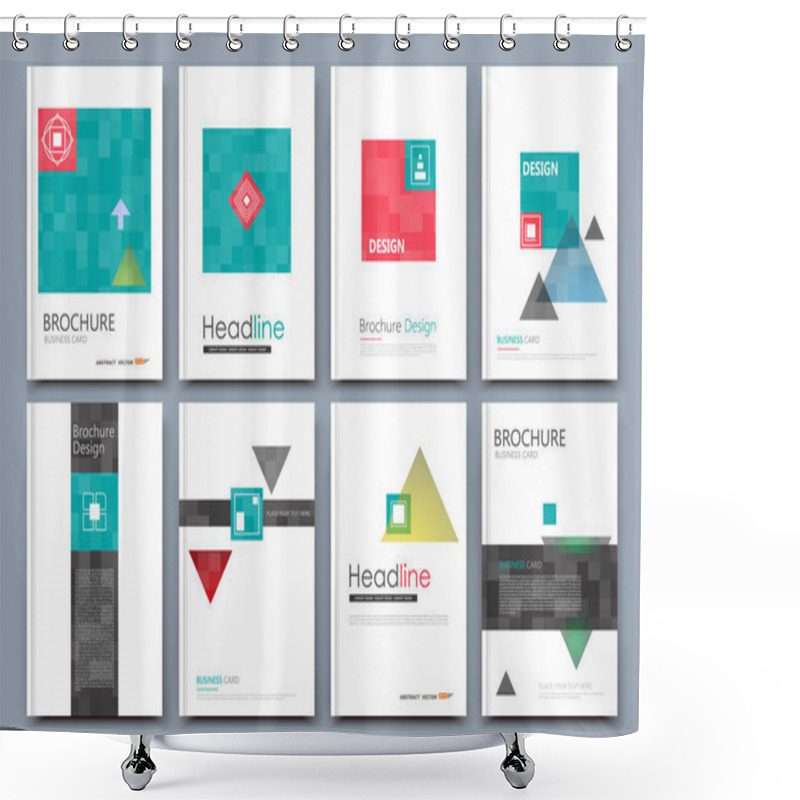 Personality  Abstract Composition. White A4 Brochure Cover Design. Patch Info Banner Frame. Text Font. Title Sheet Model Set. Modern Vector Front Page. Brand Logo Texture. Color Figures Image Icon. Ad Flyer Fiber Shower Curtains