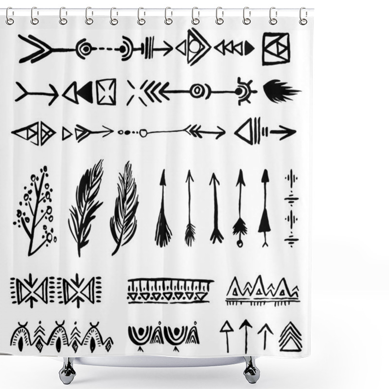 Personality  Tribal Doodle Elements Shower Curtains