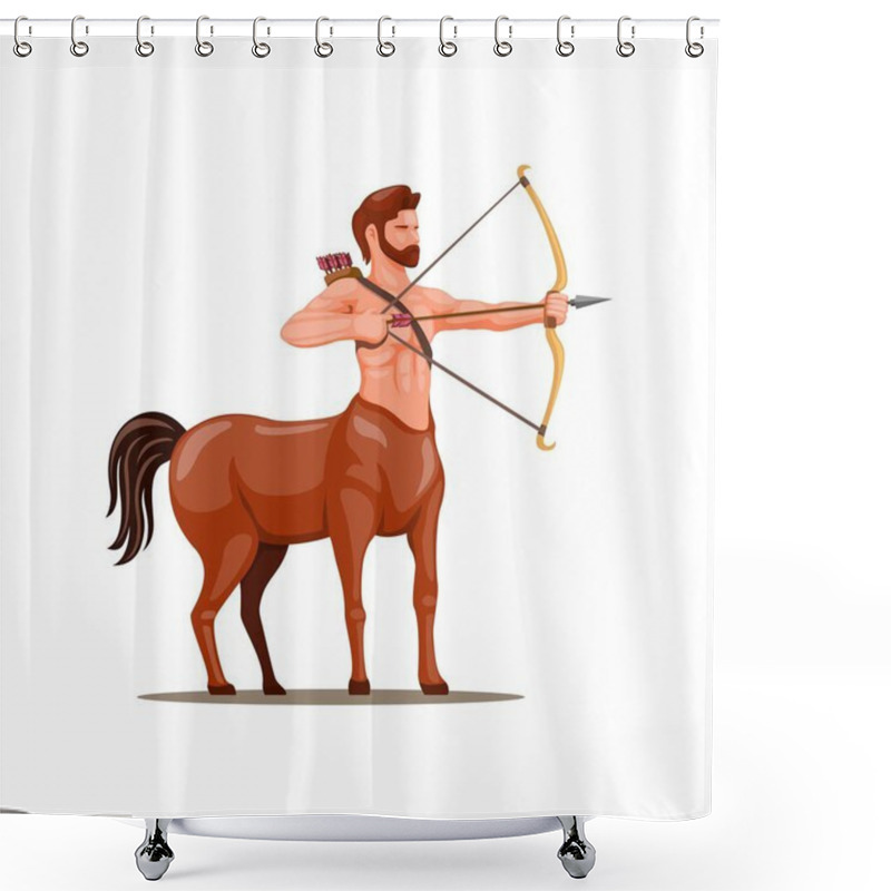 Personality  Centaur Archer. Mythical Creature Symbol For Sagittarius Zodiac Character Concept In Cartoon Illustration Vector Shower Curtains