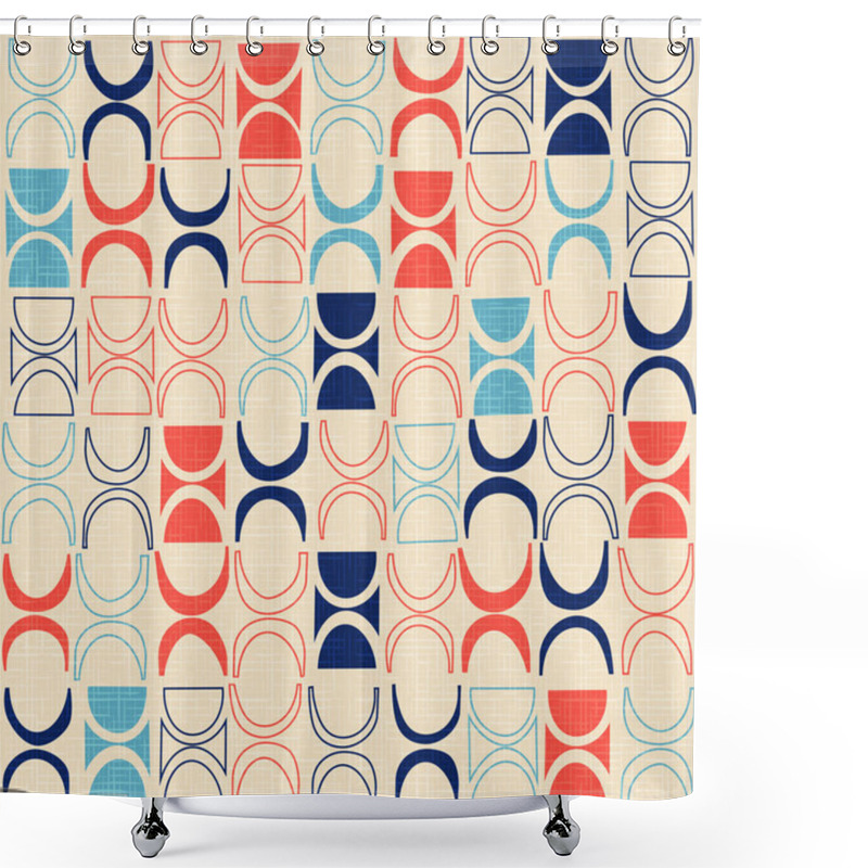 Personality  Seamless Abstract Mid Century Modern Pattern For Backgrounds, Fabric Design, Wrapping Paper, Scrapbooks And Covers. Retro Design Of Crescents And Circles. Vector Illustration. Shower Curtains