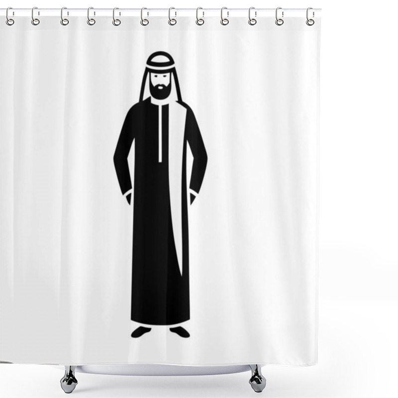 Personality  Minimalistic Silhouette Of Arabian Man In Traditional Attire Shower Curtains