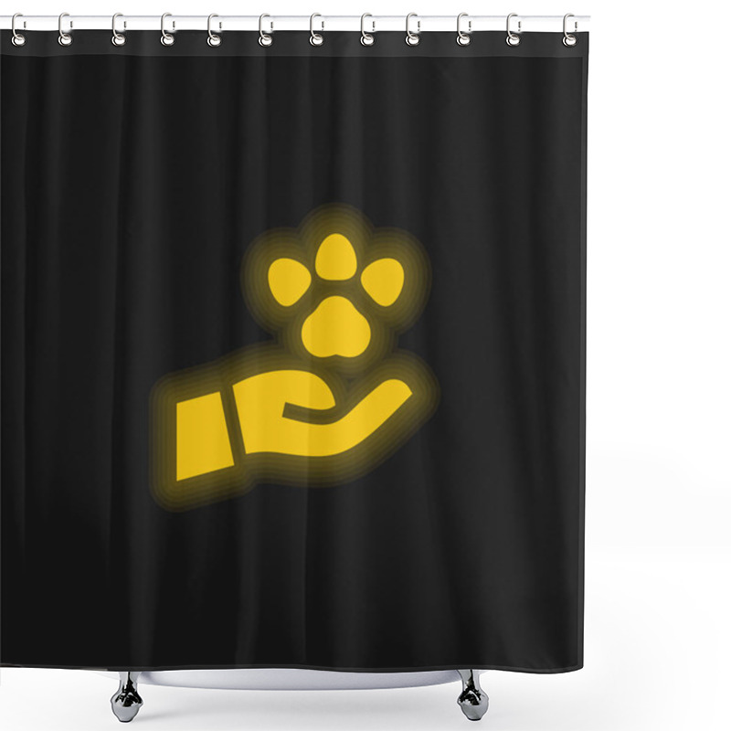 Personality  Animal Yellow Glowing Neon Icon Shower Curtains