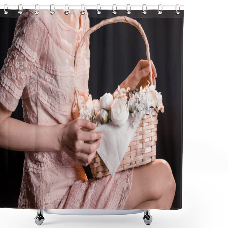 Personality  Woman With Flower Basket Shower Curtains