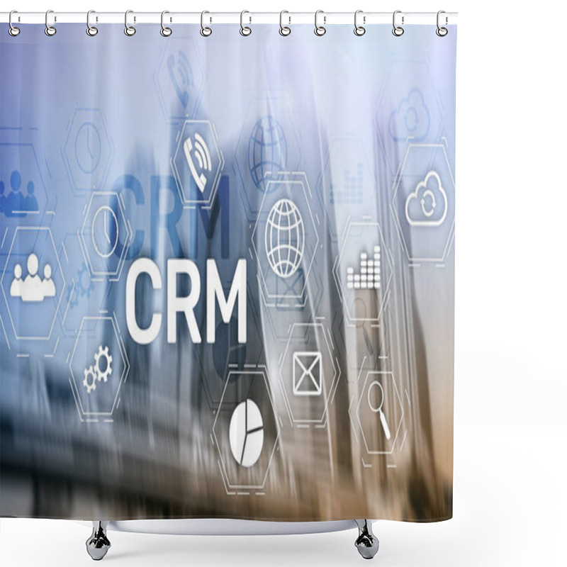 Personality  Business Customer CRM Management Analysis Service Concept. Relationship Management Shower Curtains