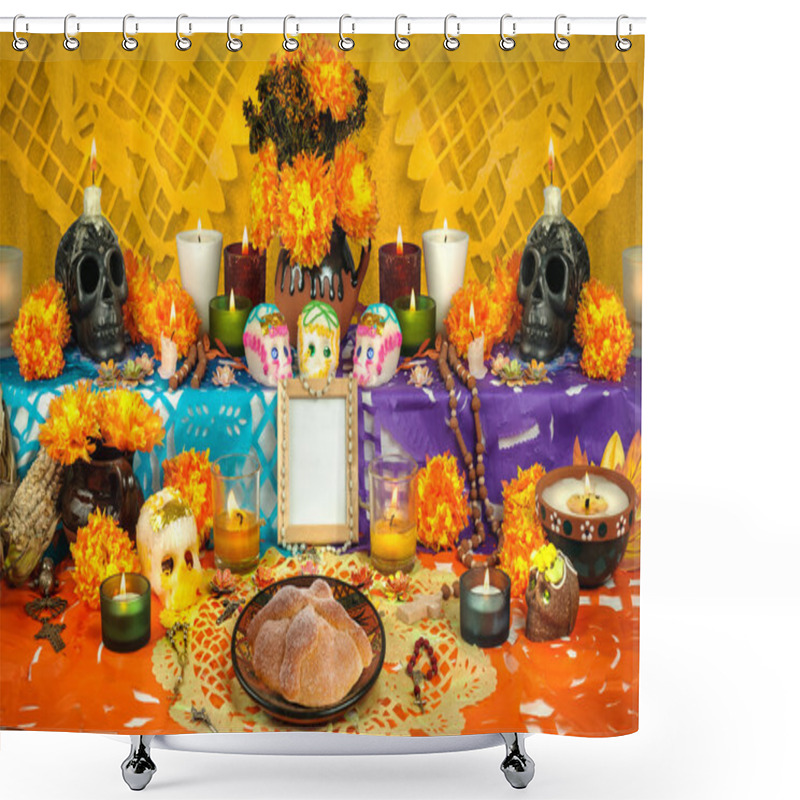 Personality  Mexican Day Of The Dead Altar (Dia De Muertos) Shower Curtains