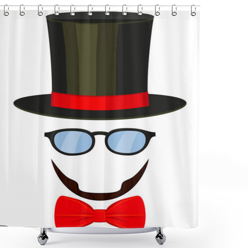 Personality  Art Poster Man Father Dad Day Avatar Element Set Tall Hat Glasses Beard, Beaver, Bow Tie. Shower Curtains