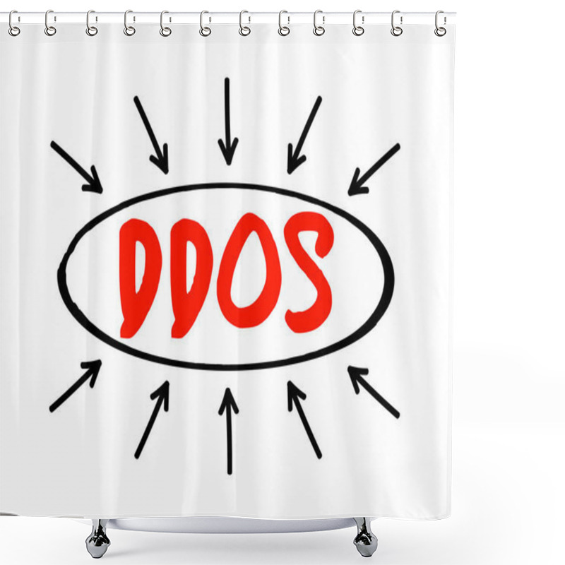 Personality  DDoS - Distributed Denial Of Service Attack Occurs When Multiple Machines Are Operating Together To Attack One Target, Acronym Text With Arrows Shower Curtains