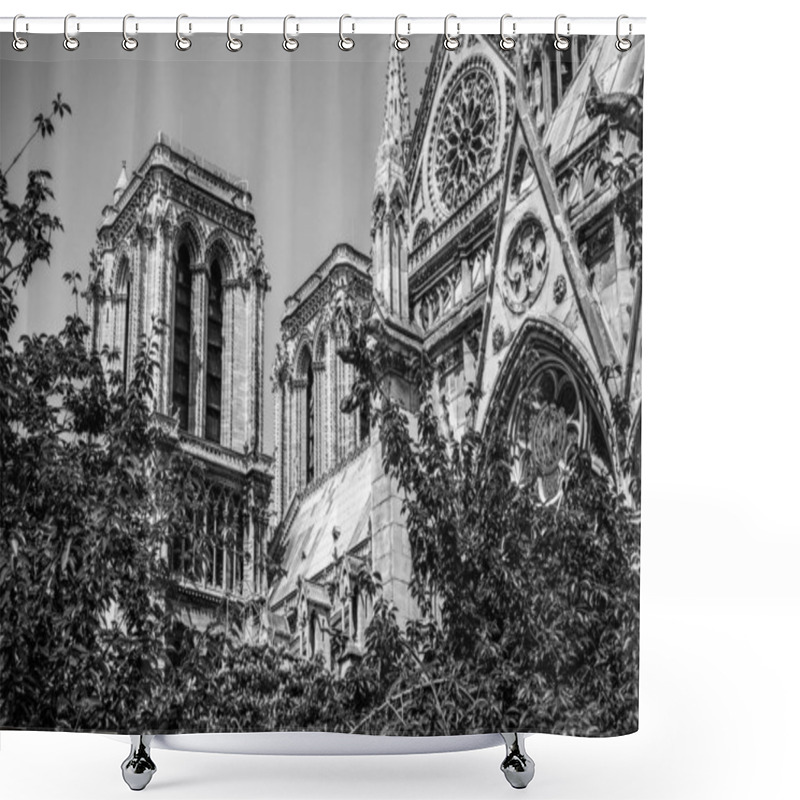 Personality  Church Steeple From Notre Dame Cathedral In Paris, France Shower Curtains