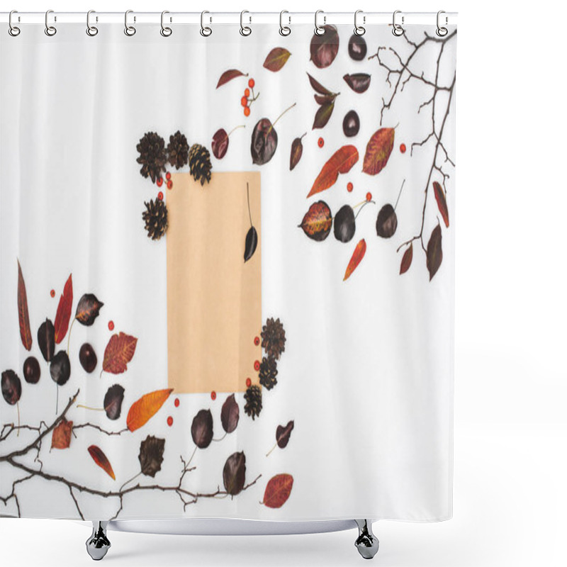 Personality  Dried Leaves And Blank Card Shower Curtains