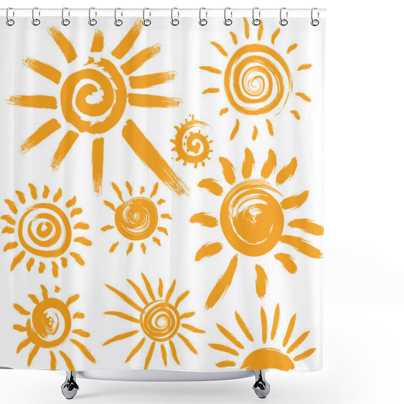 Personality  Set Of Handwritten Sun Symbols Shower Curtains