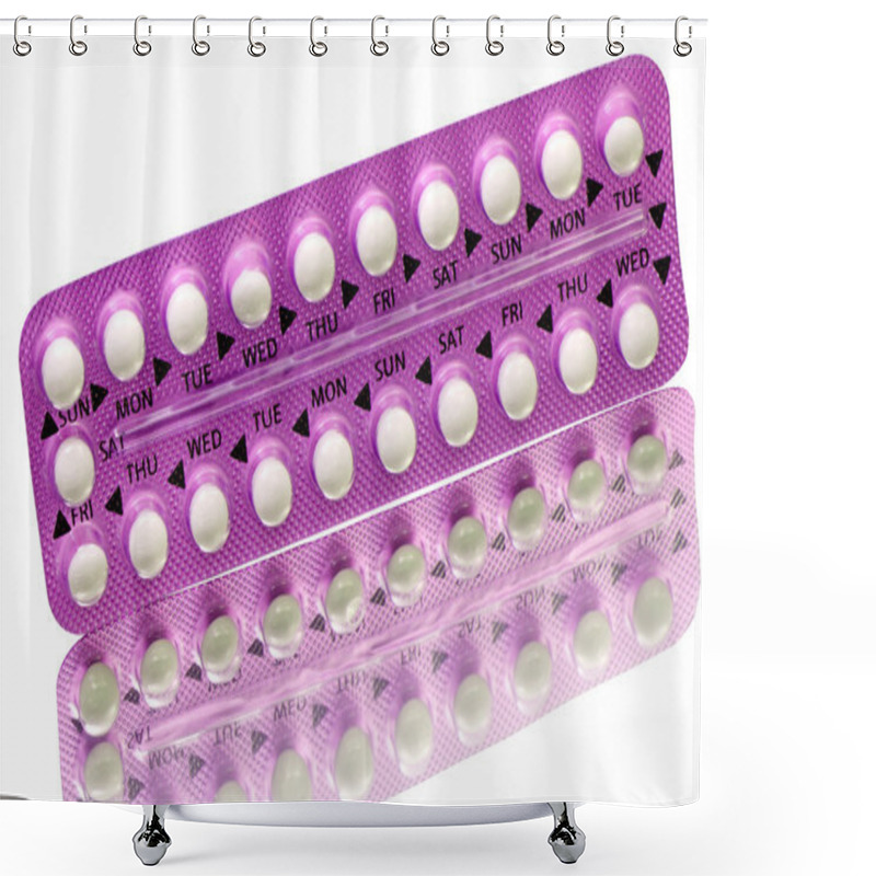 Personality  Strip Of Contraceptive Pill. Shower Curtains