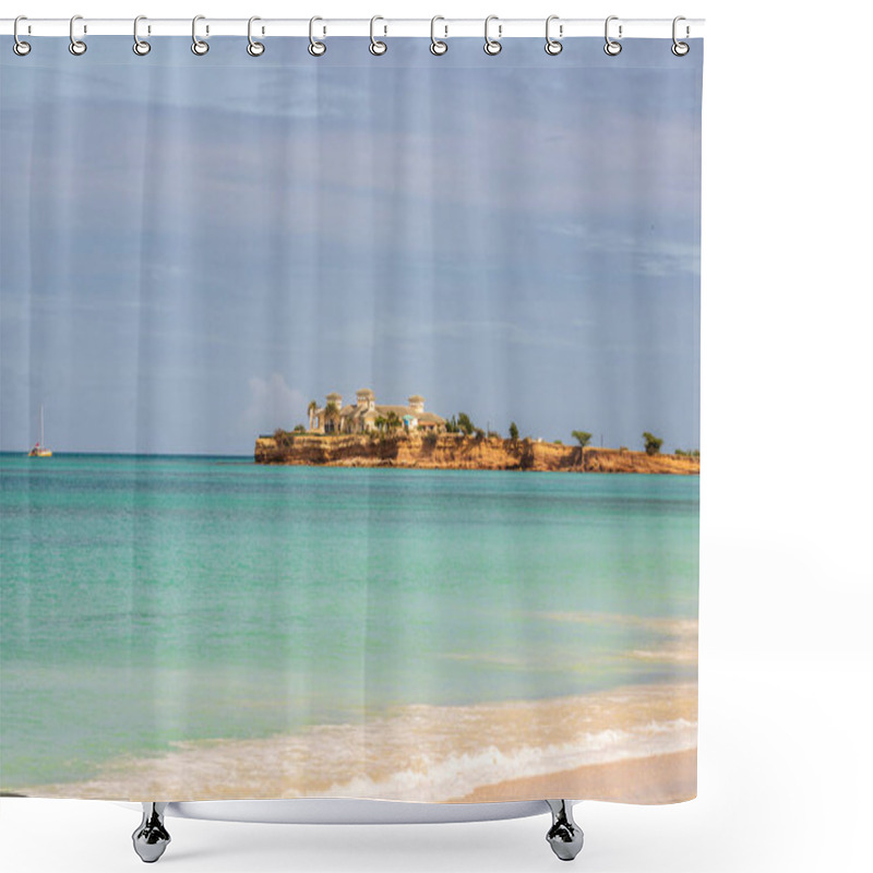 Personality  Caribbean Beach With White Sand, Deep Blue Sky And Turquoise Water Shower Curtains