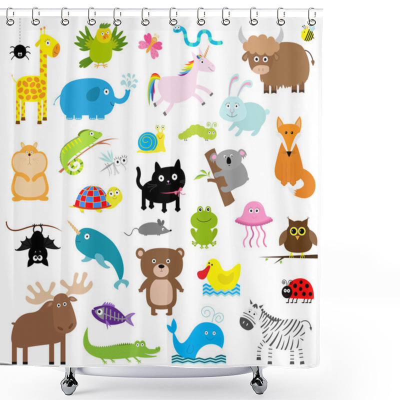 Personality  Zoo Animals Set Shower Curtains