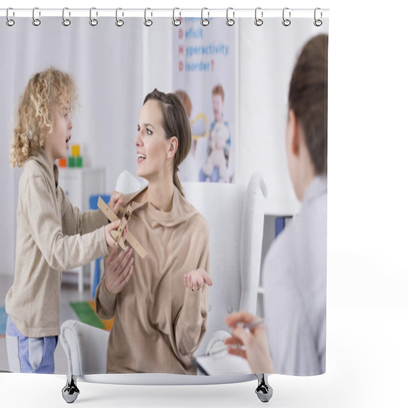 Personality  Mother Looking At Son Shower Curtains