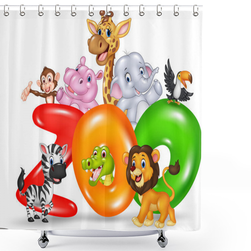 Personality  Word Zoo With Cartoon Wild Animal Africa Shower Curtains