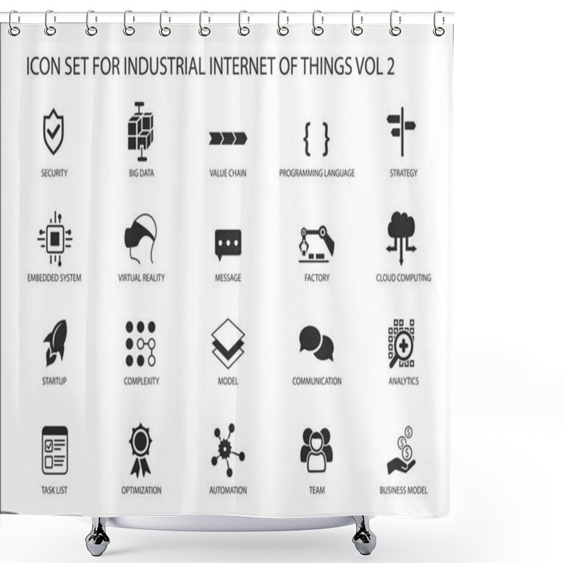 Personality  Industrial Internet Of Things Vector Icon Set Shower Curtains