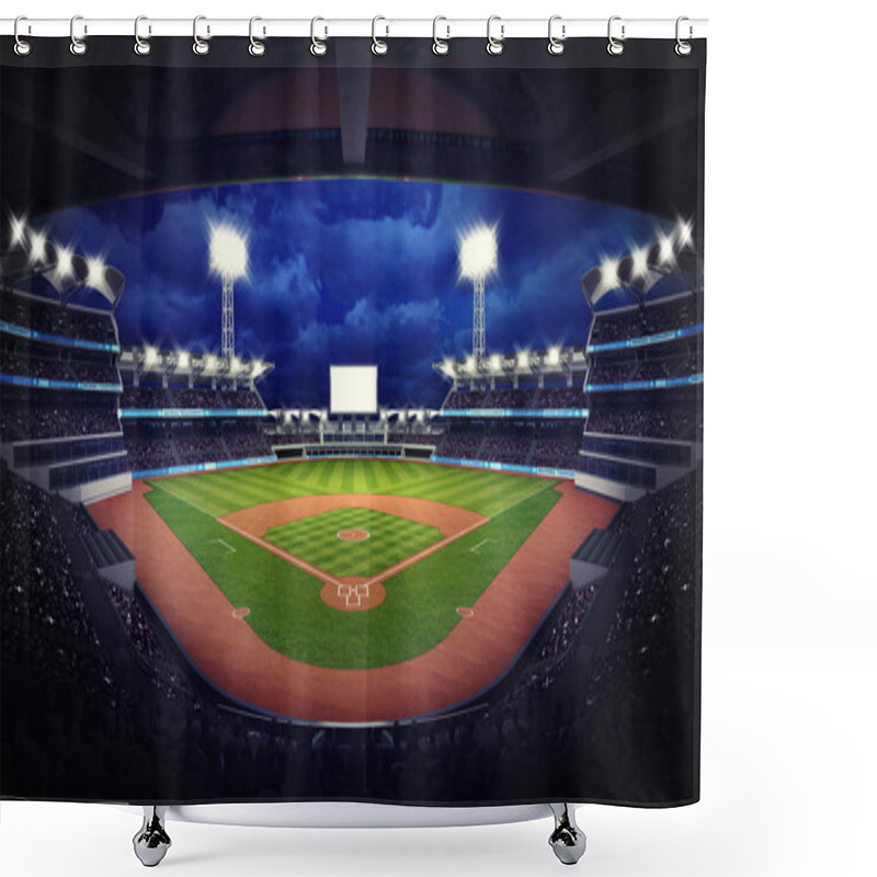 Personality  Baseball Stadium Under Roof View With Fans Shower Curtains