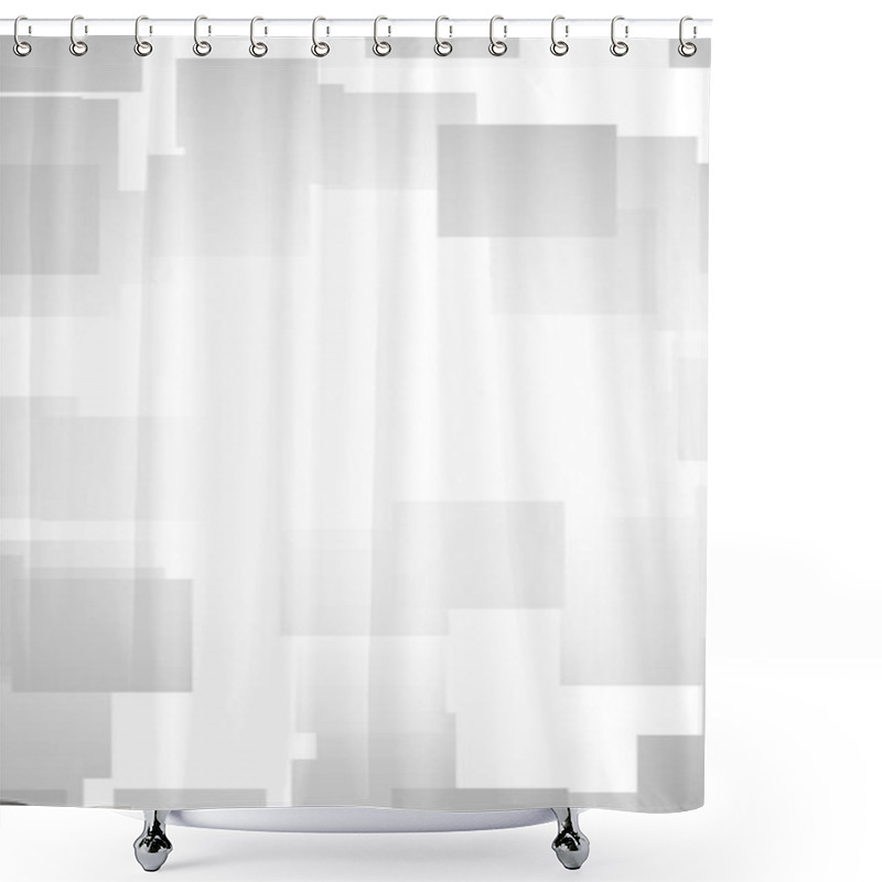 Personality  White Abstract Background. Misty Backdrop With Grey Squares. 3D Illustration Shower Curtains