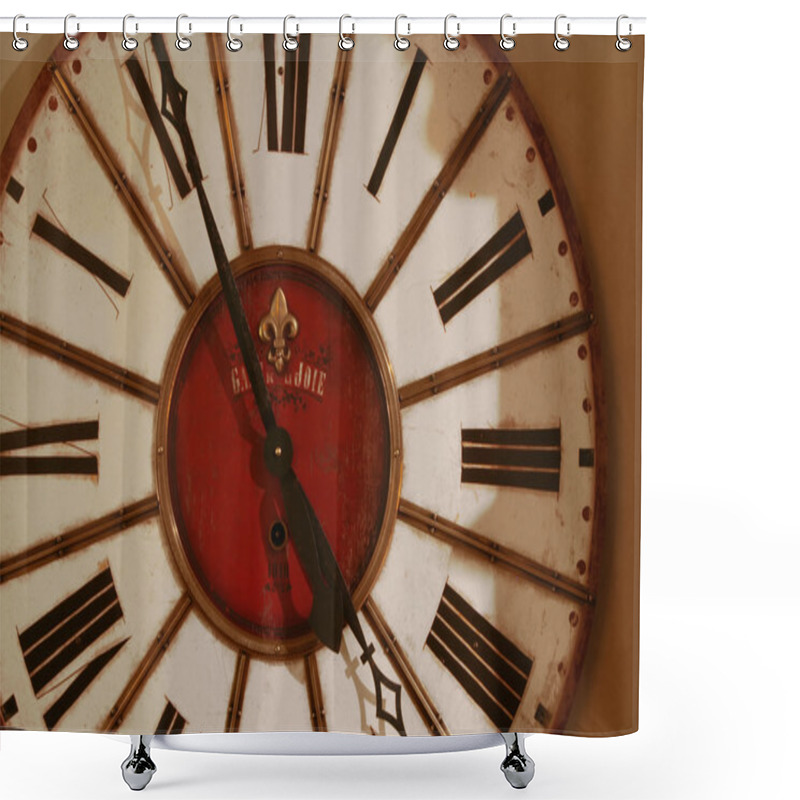 Personality  Giant Clock On A Wall Shower Curtains