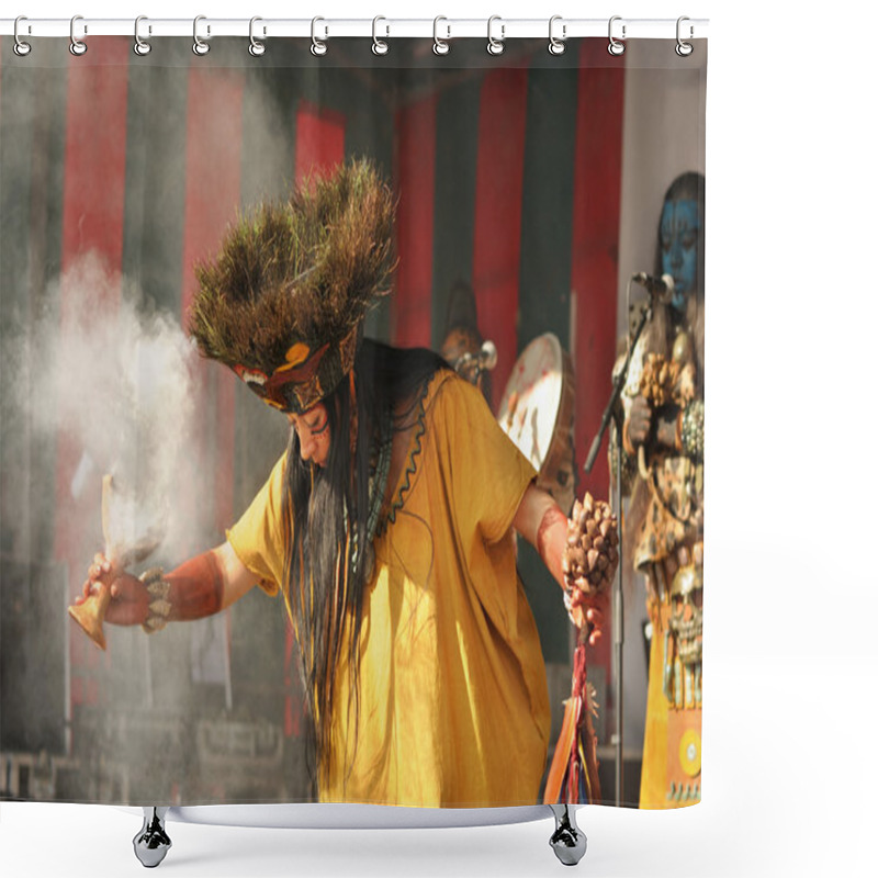 Personality  Mexican Group Pueblo Maya De Xcaret Shower Curtains