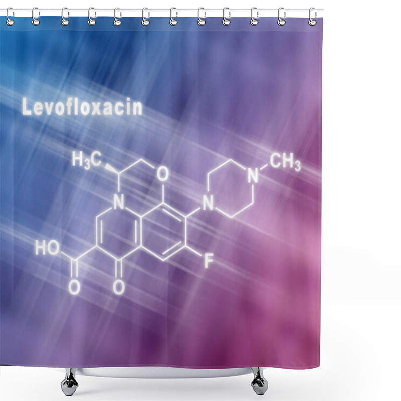 Personality  Levofloxacin Antibiotic Drug, Structural Chemical Formula Blue Pink Background Shower Curtains