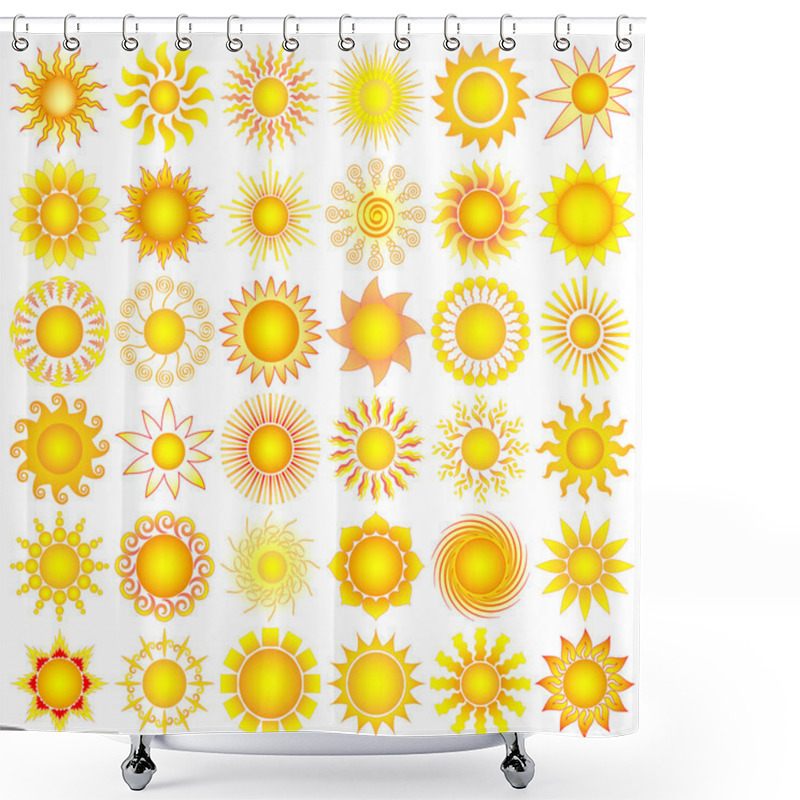 Personality  Bright Symbolic Vector Sun Collection Shower Curtains