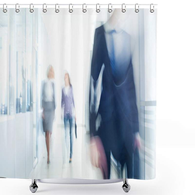 Personality  Businesspeople Walking In The Corridor Shower Curtains