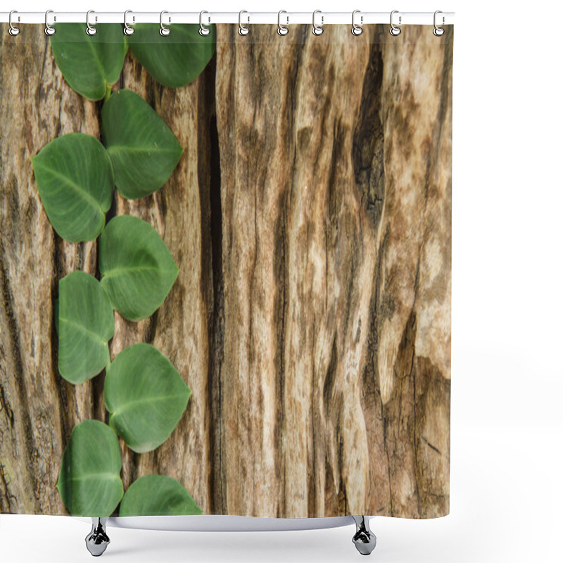 Personality  Heart Shaped Leaf On Wood Shower Curtains