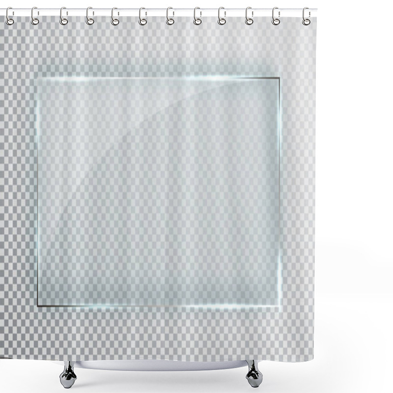 Personality  Glass Plates Set. Glass Banners On Transparent Background. Flat Glass. Vector Illustration Shower Curtains