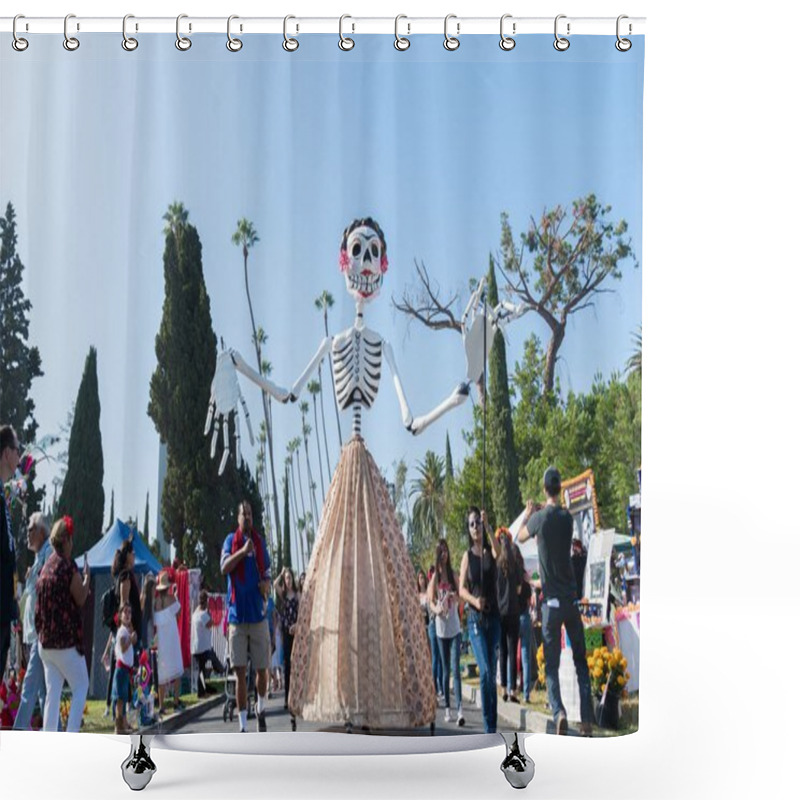 Personality  Skeleton Sculpture During Day Of The Dead Shower Curtains