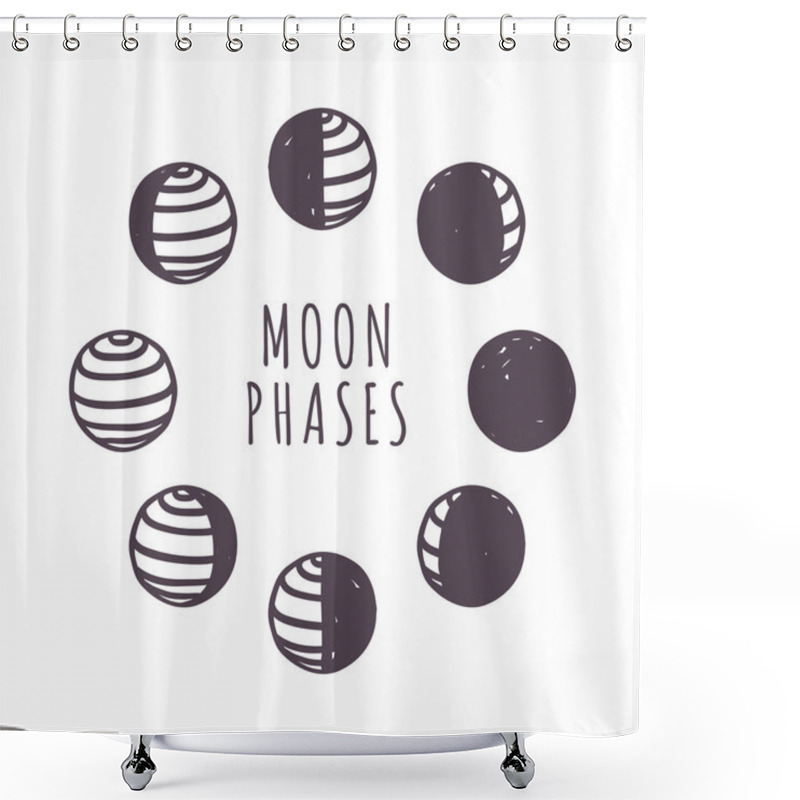 Personality  Moon Phases Vector Set. Shower Curtains