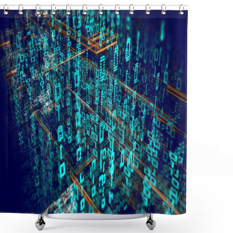 Personality  Abstract Background Of Technology, Science And Cloud Computer.3d Shower Curtains