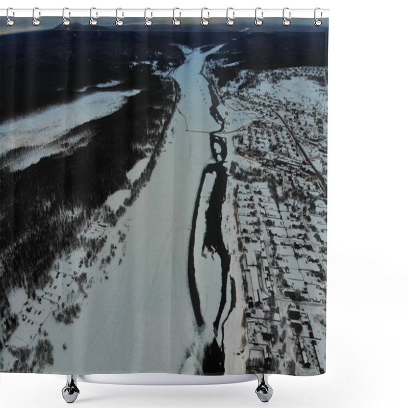 Personality  Aerial Landscape In Winter Season Shower Curtains