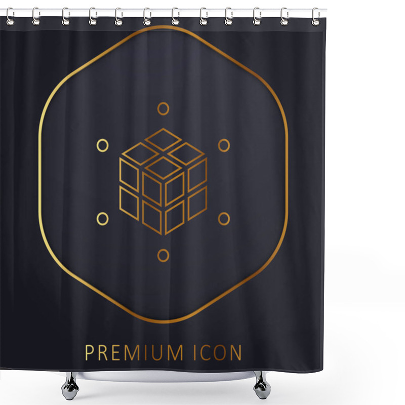 Personality  3d Printing Golden Line Premium Logo Or Icon Shower Curtains