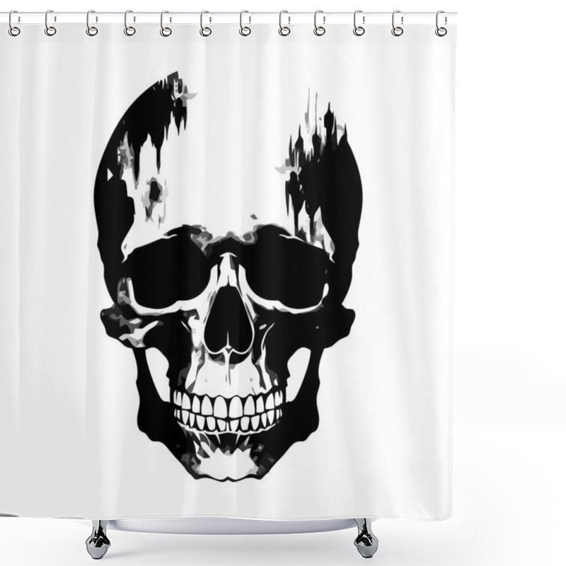 Personality  Human Skull Silhouette. Isolated Image Of Black Skull. Vector Illustration Shower Curtains